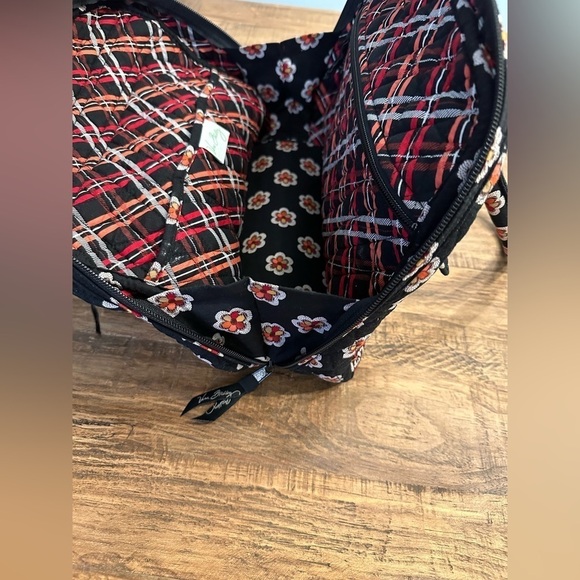 Vera Bradley Women’s Black Floral Zip Around Double Handle, Shoulder Handbag - Picture 9 of 16